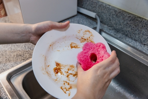 Burete de curatat vase, 3M, Scotch-Brite, Flex Scrub, roz, antizgarieturi